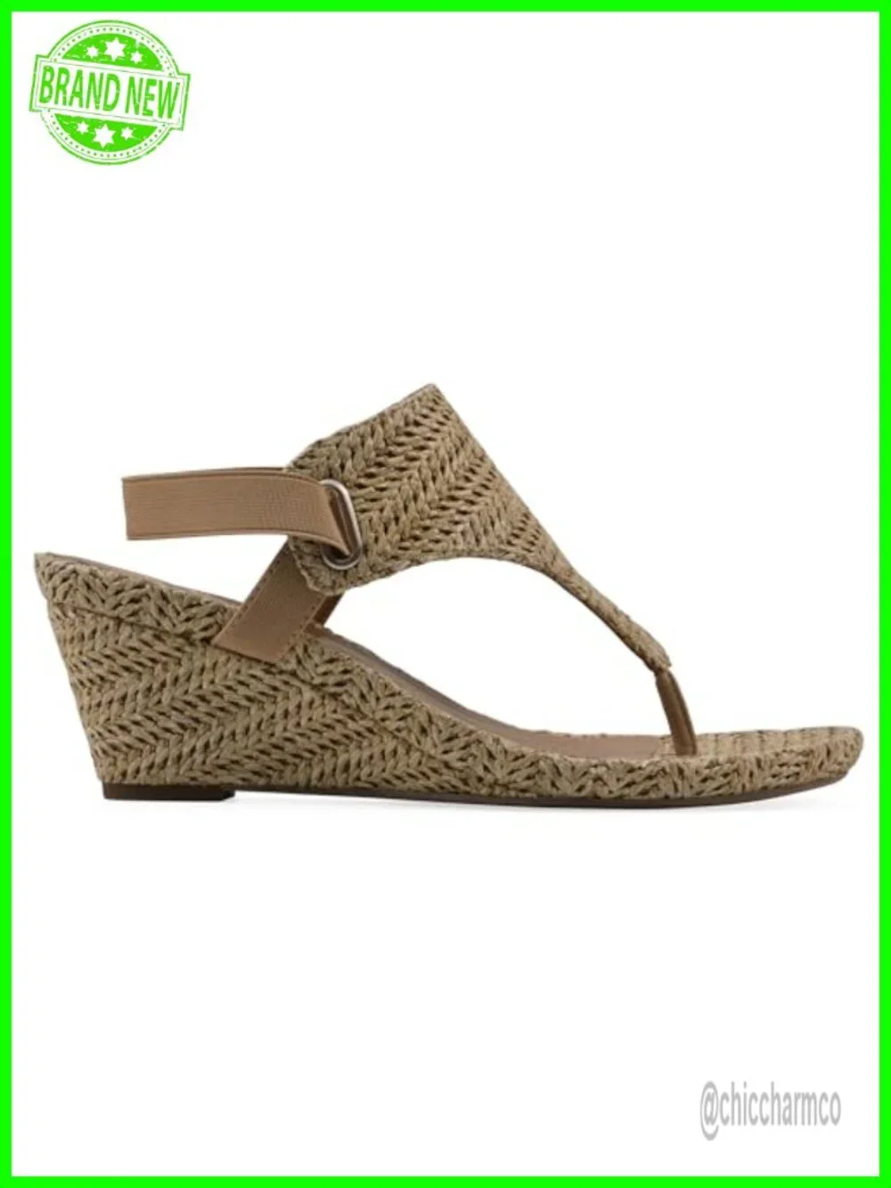 Woven Textile Wedge Sandals with Adjustable Strap